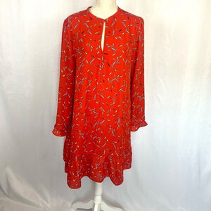 Banana Republic Factory Dress Red Ruffle Hem Swing Shift A-line Women’s Size L